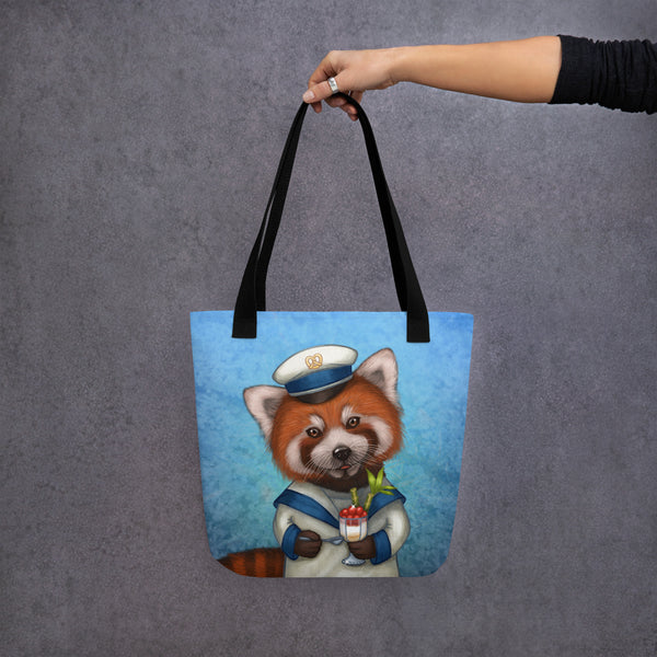 Tote bag "Life is uncertain so eat your dessert first" (Red panda)