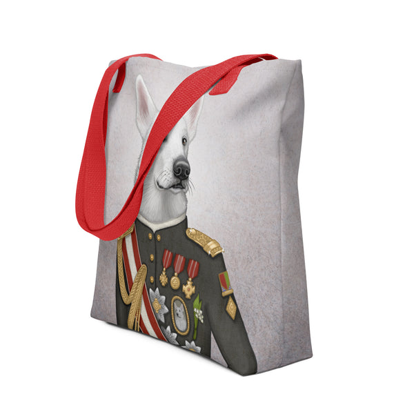 Tote bag "A king's face should show grace" (White Swiss Shepherd Dog)