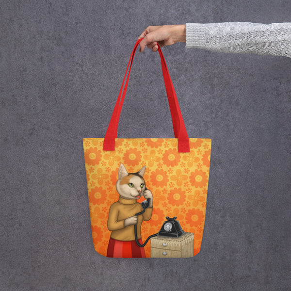 Tote bag "Great stories happen to those who can tell them" (Cat)