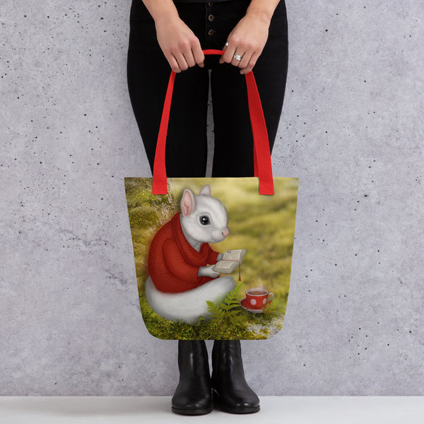 Tote bag "Think before you speak, read before you think" (White squirrel)