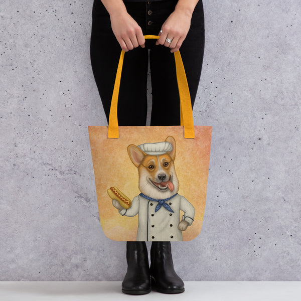 Tote bag "An empty belly is the best cook" (Pembroke Welsh corgi)