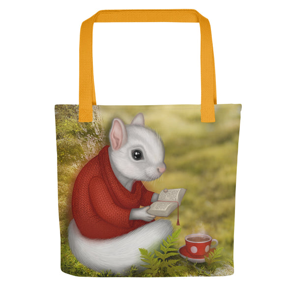 Tote bag "Think before you speak, read before you think" (White squirrel)