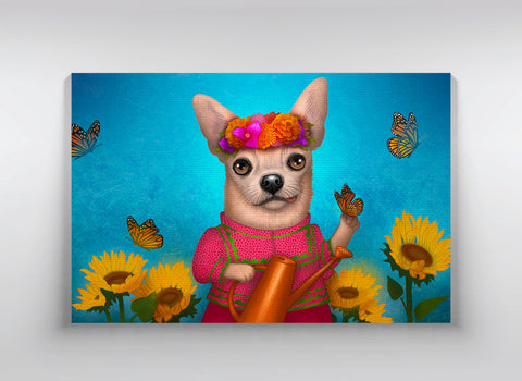 Lõuend "Sõbrad on lilled elu aias" (Chihuahua)