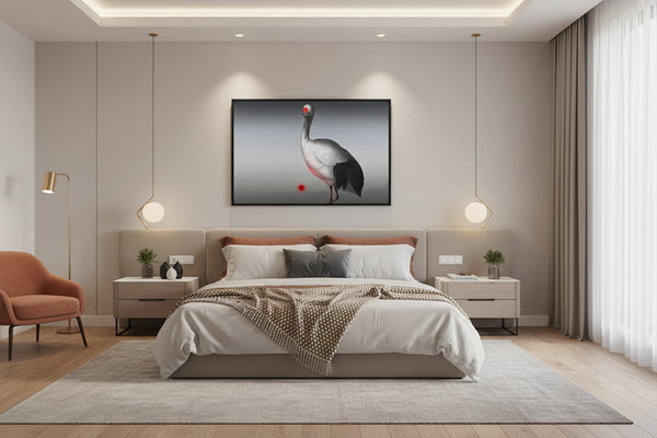 Canvas "The sun will always rise" (red-crowned crane)