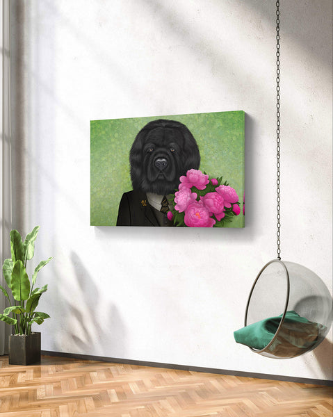 Canvas "In a gentle way, you can shake the world" (Newfoundland dog)