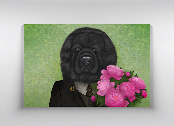 Canvas "In a gentle way, you can shake the world" (Newfoundland dog)