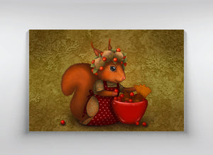 Canvas "The blossoms in the spring are the fruits in autumn" (Squirrel)