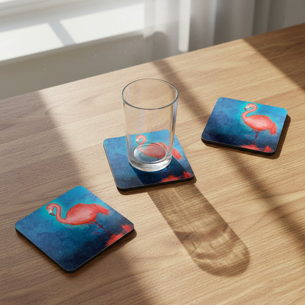 Coaster "Only a fool tests the depth of a river with both feet" (flamingo)