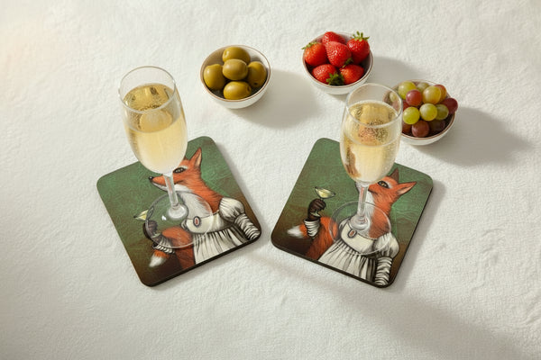 Coaster "The one who takes no risk, won't get to drink champagne" (fox)