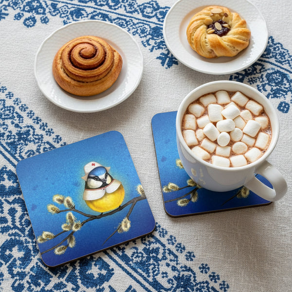 Coaster "Have a temper that never tires and a touch that never hurts" (Blue tit)