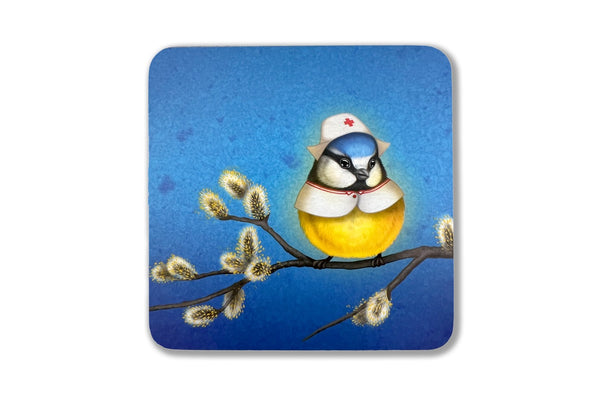 Coaster "Have a temper that never tires and a touch that never hurts" (Blue tit)