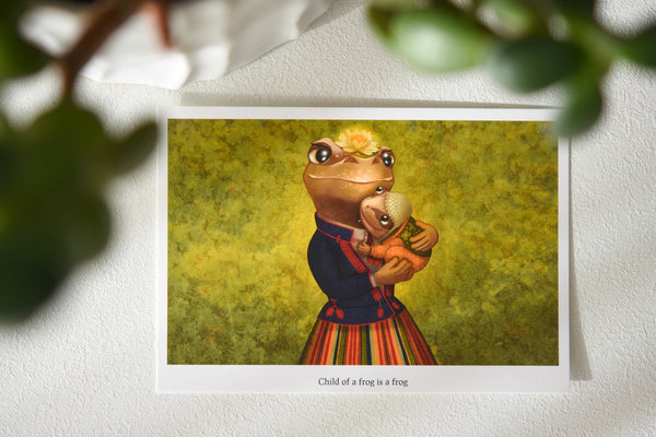Postcard "Child of a frog is a frog" (Frogs)
