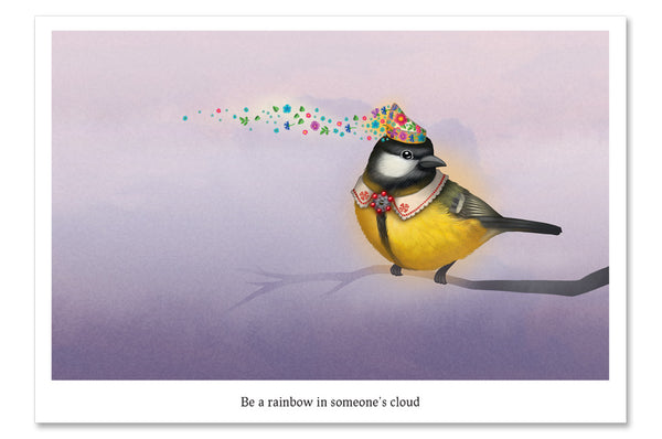 Postcard "Be a rainbow in someone's cloud" (Great Tit)