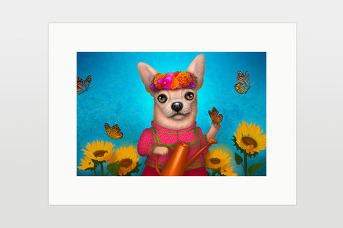 Print "Friends are flowers in the garden of life" (Chihuahua)