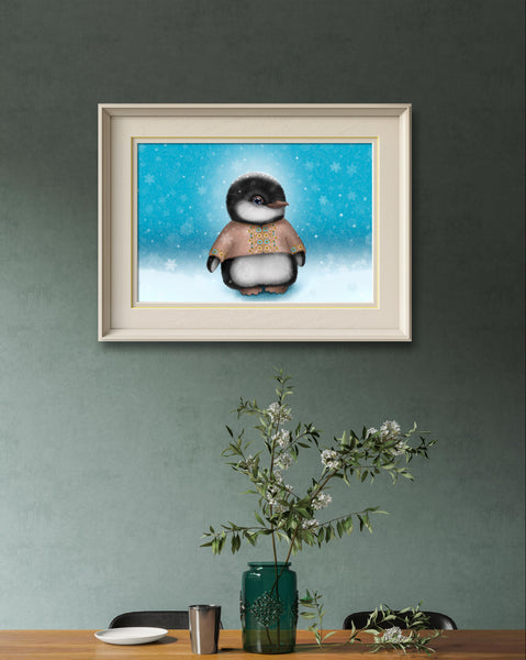 Print "When snow falls, nature listens" (Penguin)