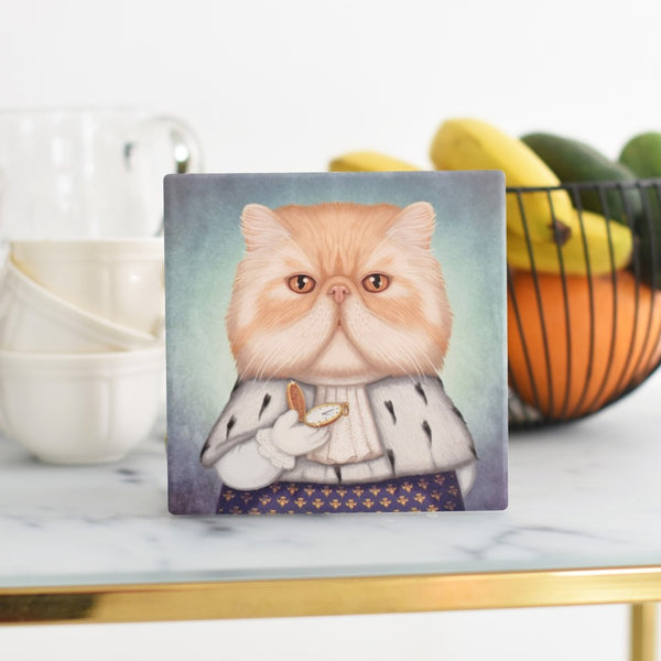 Trivet "Punctuality is the politeness of kings" (Persian cat)