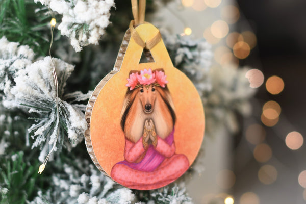Christmas tree decoration "What we think, we become" (Rough Collie)