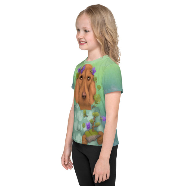 Unisex kids T-shirt "A book is like a forest carried in the pocket" (Basset Fauve de Bretagne)