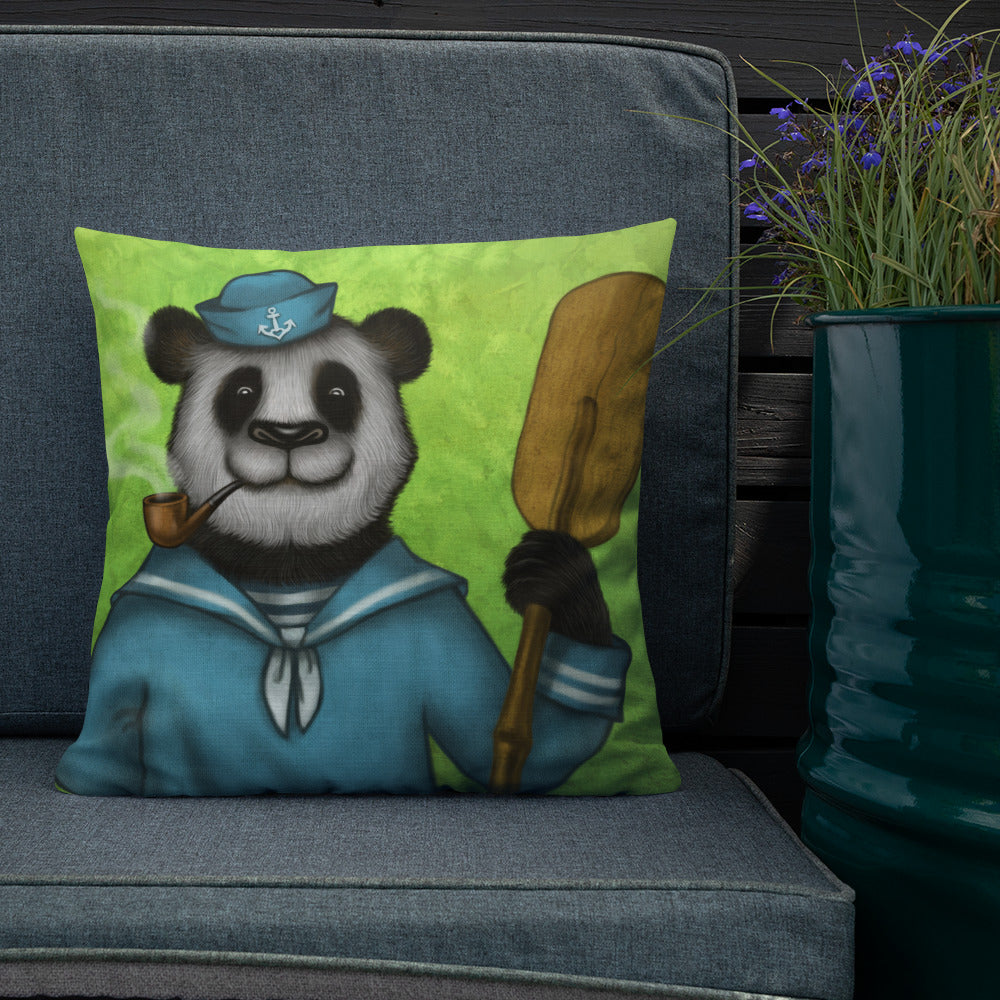 Premium pillow "Rowing slower will get you further" (Giant panda)
