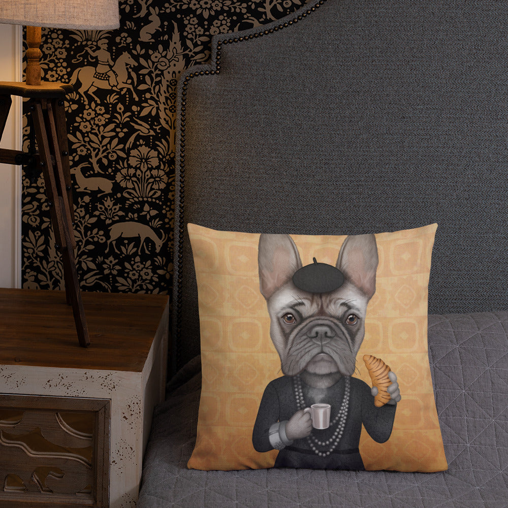 Premium pillow "A girl should be two things: classy and fabulous" (French bulldog)