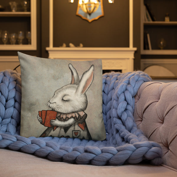 Premium pillow "Lucky at cards, unlucky in love" (Hare)