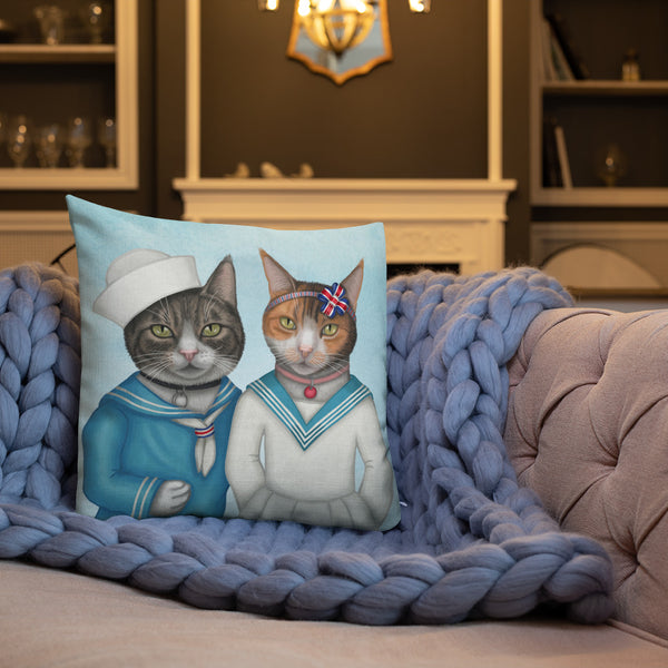 Premium pillow "Brothers and sisters are as close as hands and feet" (Cats)