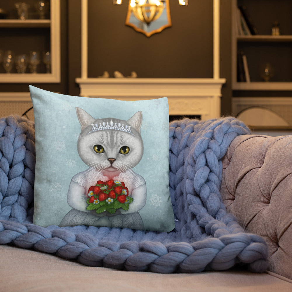 Premium pillow "Don't marry a girl who wants strawberries in January" (British Shorthair)