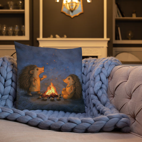 Premium pillow "Blacksmith's children are not afraid of sparks" (Hedgehogs)