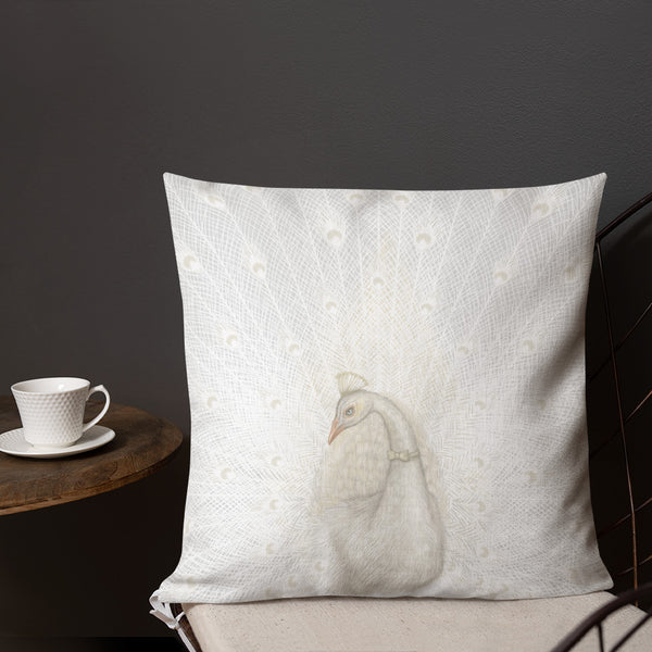 Premium pillow "Every bird is proud of its feathers" (White Peacock)