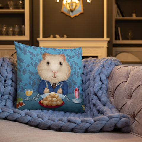 Premium pillow "Life is a party table, so don't starve" (Guinea pig)