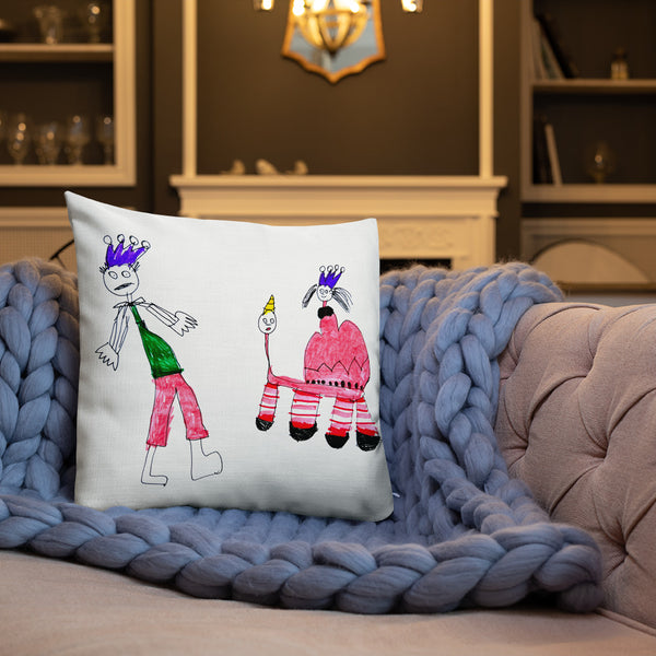 Premium pillow "Princess is walking with unicorn and meets prince"