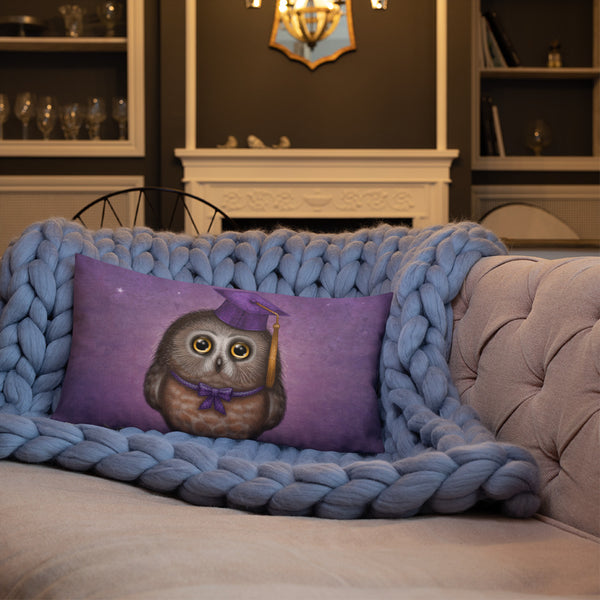 Premium pillow "Wonder is beginning of wisdom" (Owl)