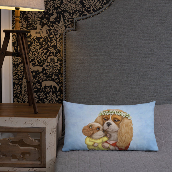 Premium pillow "Time brings everything to those who can wait for it" (Cavalier King Charles Spaniels)