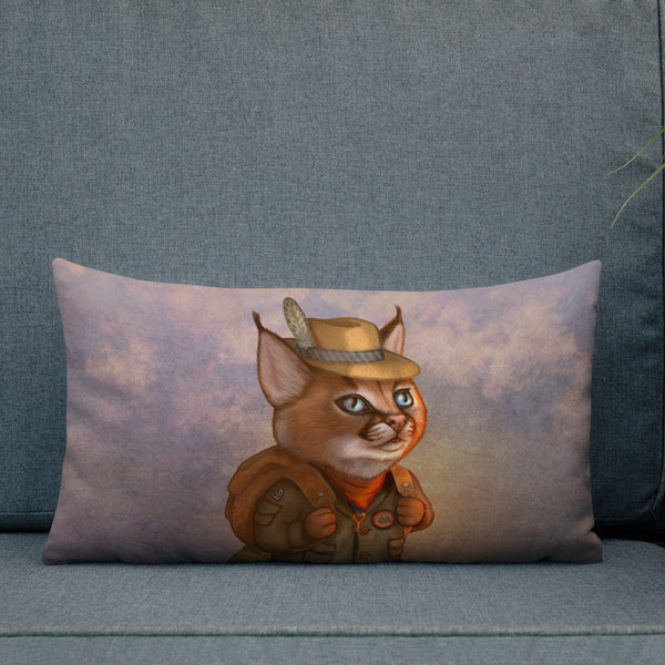 Premium pillow "The wise traveler leaves his heart at home" (Caracal)