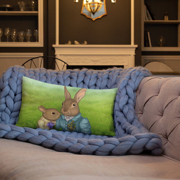 Premium pillow "It is never winter in the land of hope" (Hares)