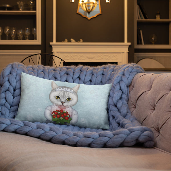 Premium pillow "Don't marry a girl who wants strawberries in January" (British Shorthair)