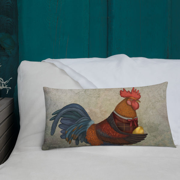 Premium pillow "If you were born lucky, even your rooster will lay eggs" (Rooster)