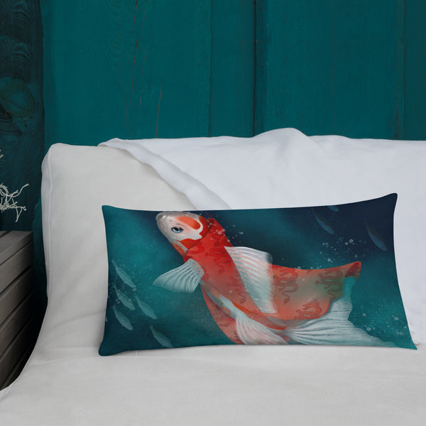 Premium pillow "Swim upstream, go the other way" (Koi)