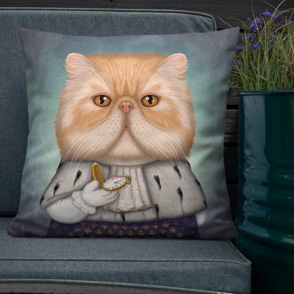 Premium pillow "Punctuality is the politeness of kings" (Persian cat)
