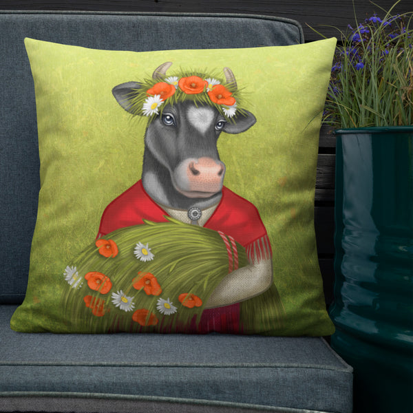 Premium pillow "Have patience, the grass will be milk soon enough" (Cow)