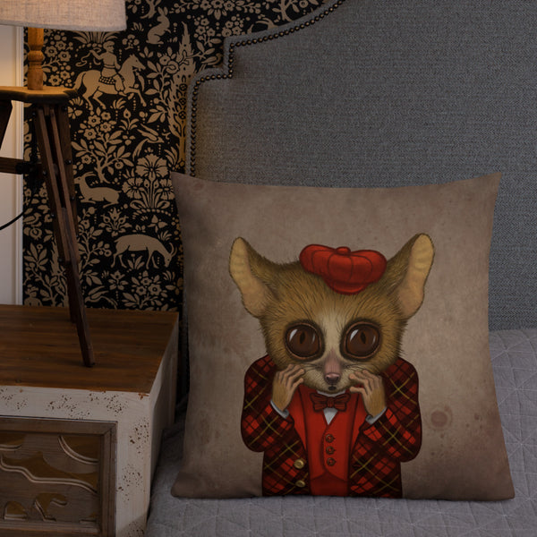 Premium pillow "Fear has big eyes" (Mouse lemur)