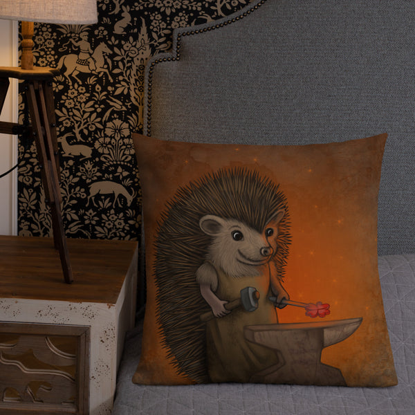 Premium pillow "Everyone is the blacksmith of his own fortune" (Hedgehog)
