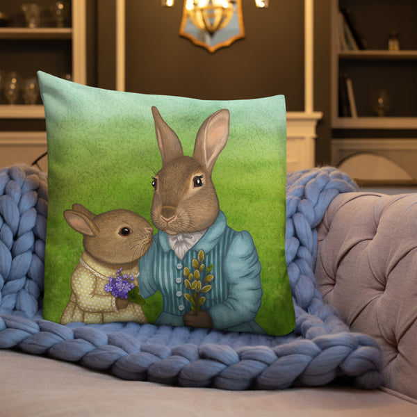 Premium pillow "It is never winter in the land of hope" (Hares)