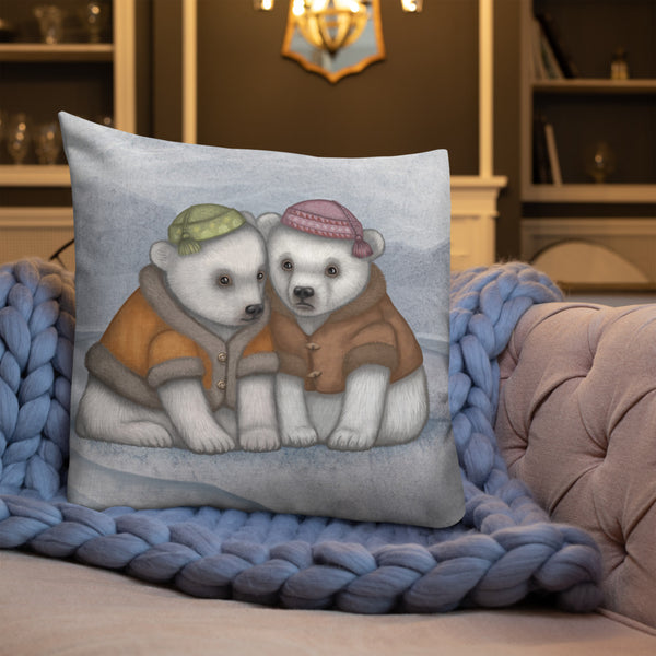 Premium pillow "You don't really know your friends until the ice breaks" (Polar bears)