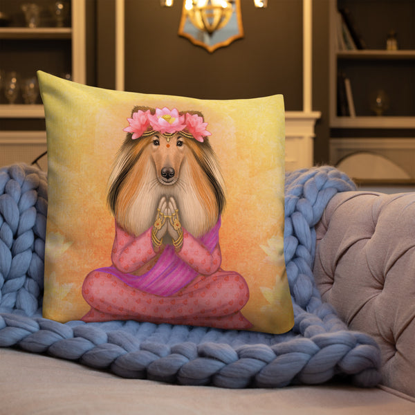 Premium pillow "What we think, we become" (Rough Collie)