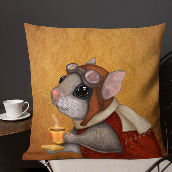 Premium pillow "Who is timid in the woods boasts at home" (Flying squirrel)