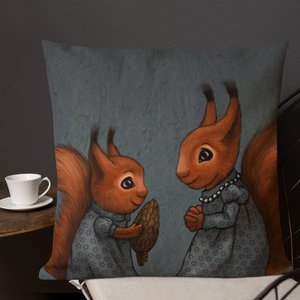 Premium pillow "The apple never falls far from the tree" (Squirrels)
