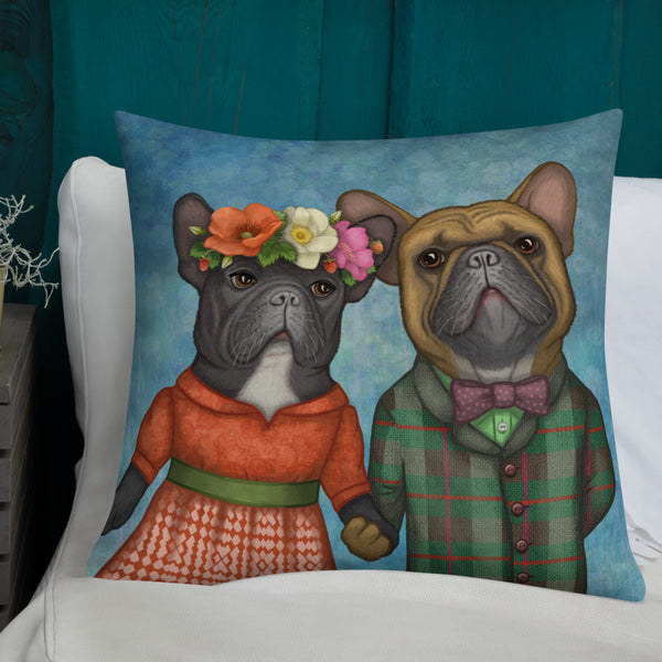Premium pillow "A life without love is like a year without summer" (French bulldogs)