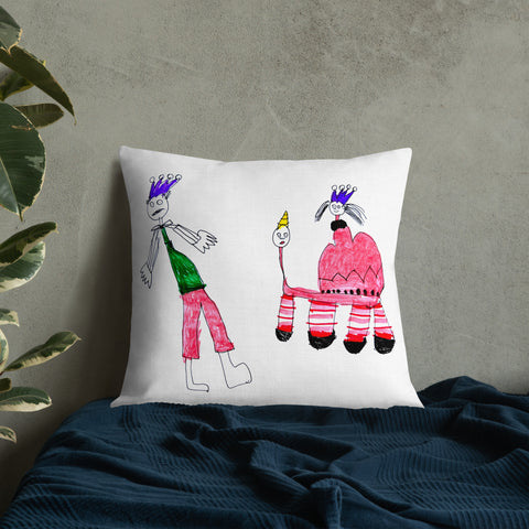 Premium pillow "Princess is walking with unicorn and meets prince"