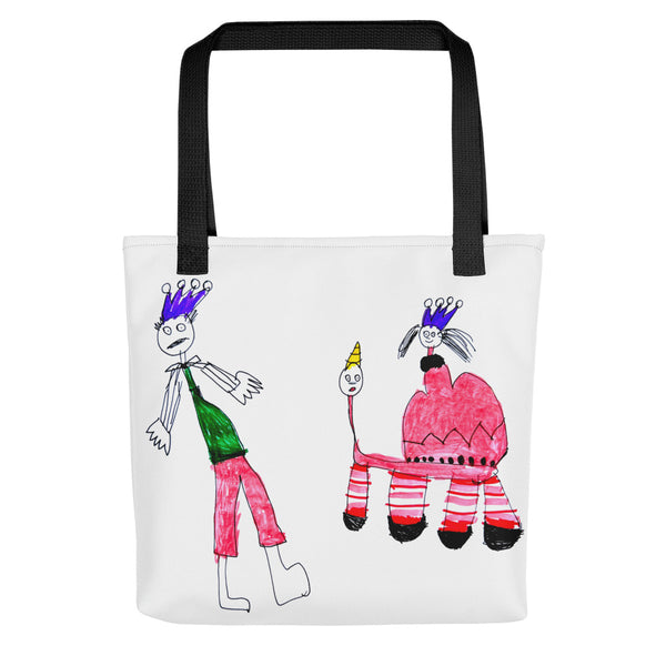 Tote bag "Princess is walking with unicorn and meets prince"